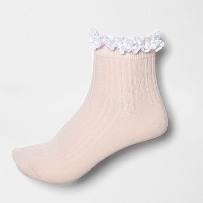 Light pink lace frill socks